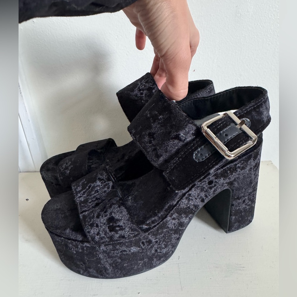 Free People Jeffery Campbell Emerson Platforms In Black Suede Sz 7.5 - Picture 2 of 7